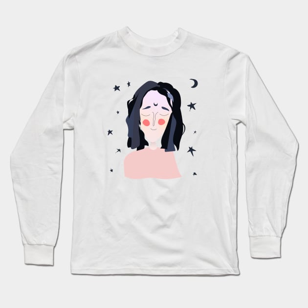 night girl Long Sleeve T-Shirt by mariletsart